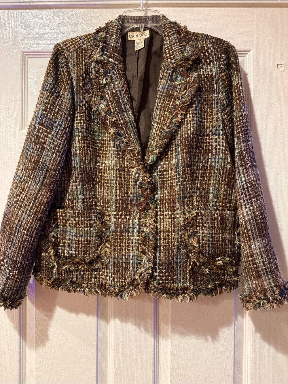 Carlucci Brown Tweed Fringe Jacket - Women